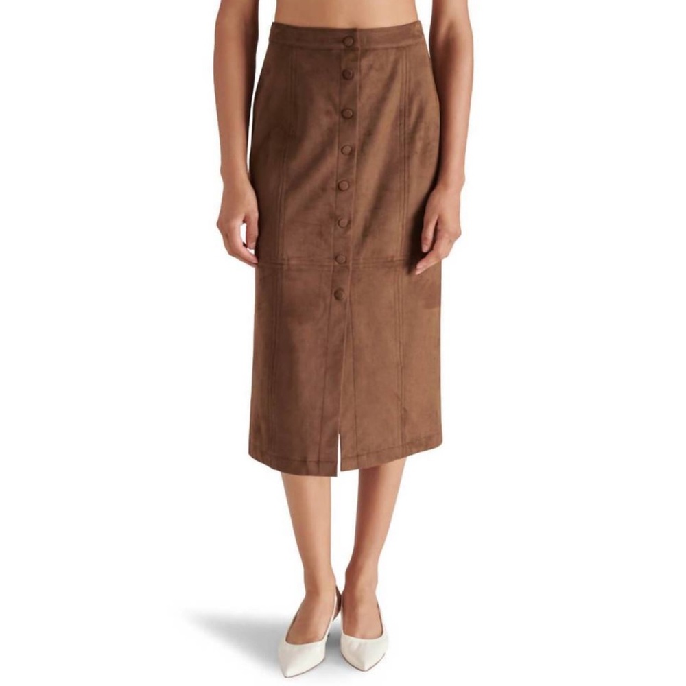 Steve madden Brown Button-Front Midi Skirt